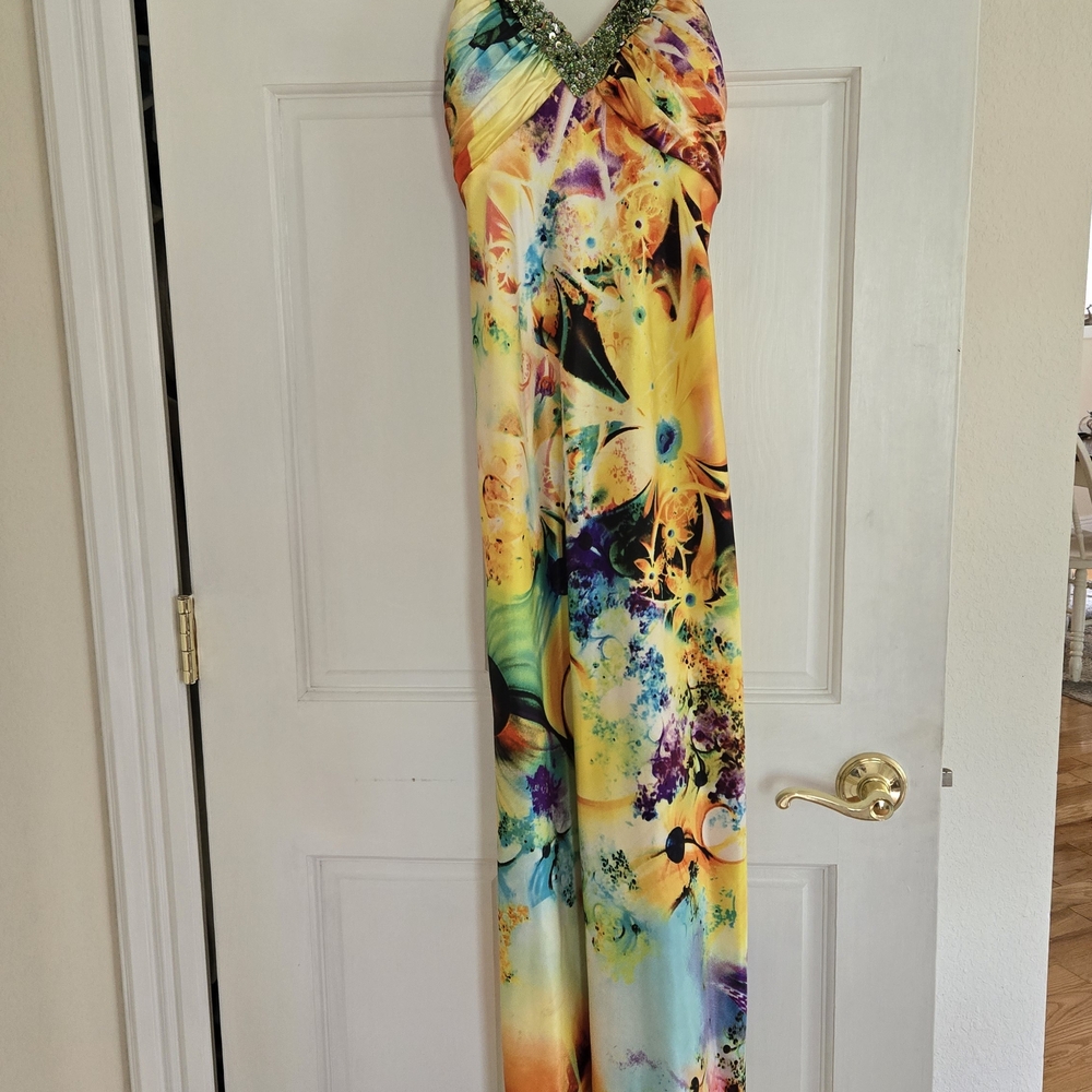 Faviana Multicolor Halter Prom Dress